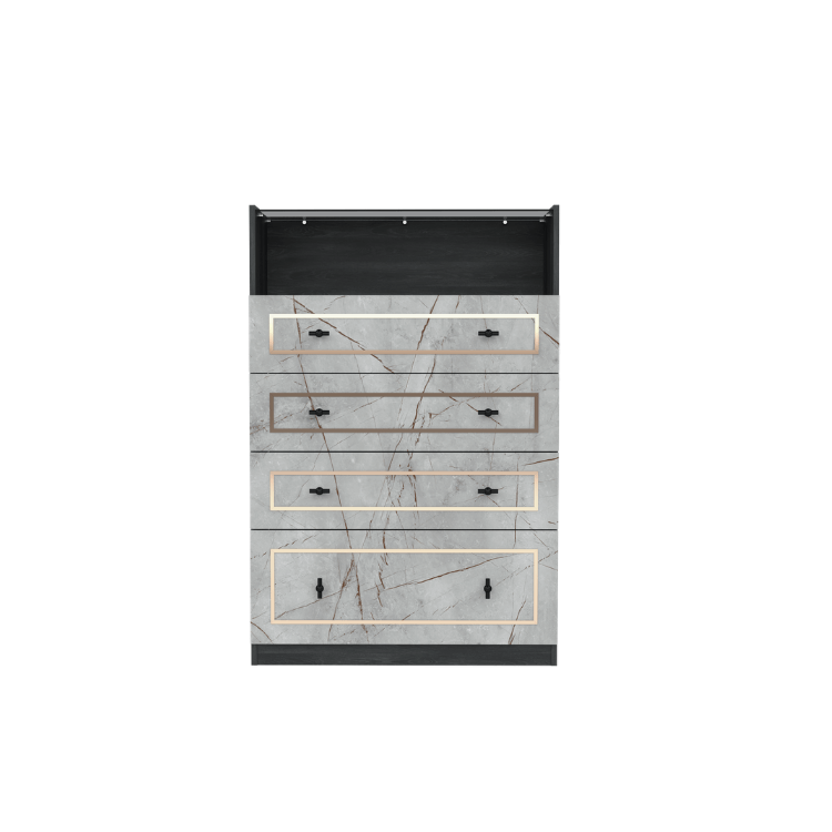 ตู้ลิ้นชัก 4 ลิ้นชัก WISDOM DESIGN FURNITURE รุ่น GDW-801 80 ซม. สีแอชเกรย์/ไลท์มาร์เบิ้ล
